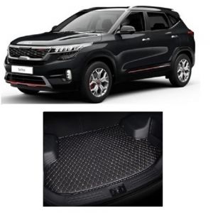 7D Car Trunk/Boot/Dicky PU Leatherette Mat for Seltos  - Black